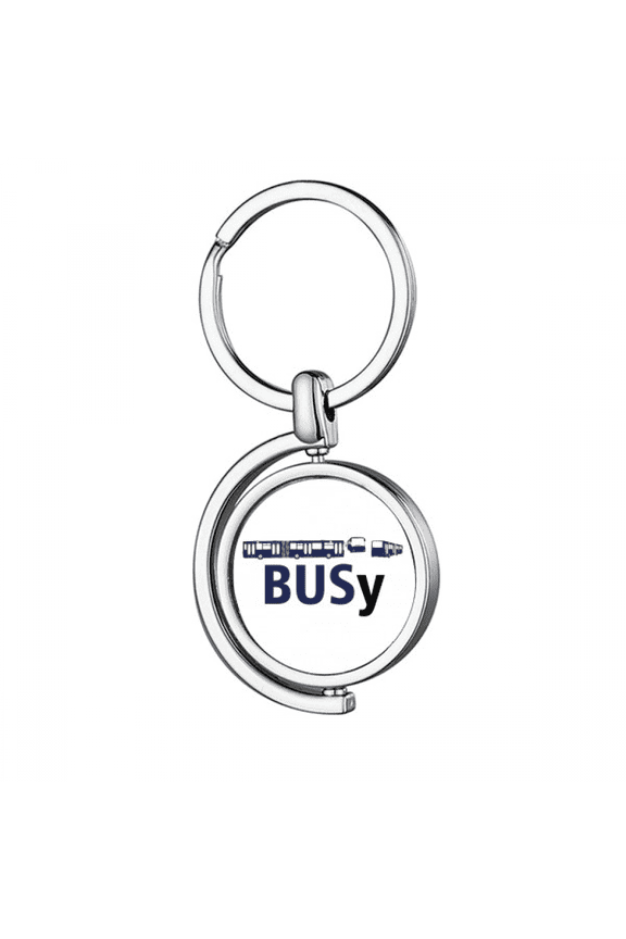 busy public transport bus rotating keychain metal keyring holder