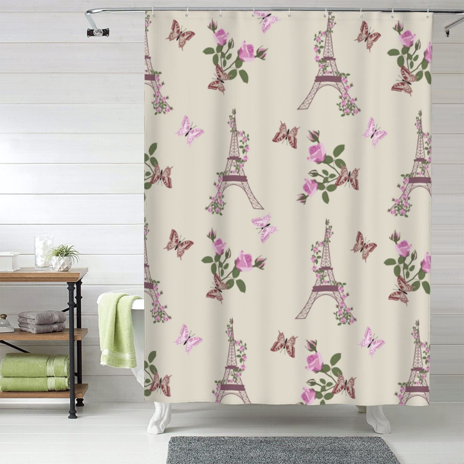 butterfly Tower flower Shower Curtain Fabric Shower Curtains for