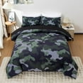 thumbnail image 1 of NTBED Camouflage Bedding Set, Colorful Pattern Style Comforter Set, 3 PCS One Comforter Two Pillowcases in One Bag, All Season Bedspread for Teens Adults (Black Green,Queen), 1 of 6