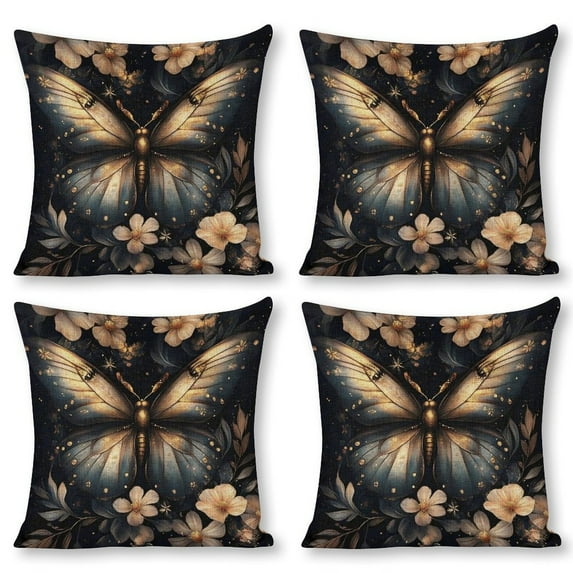 butterfly flowers fantasy Linen toss pillowcase decoration pillowcase gifting preferred 20x20 inch cushion cover 4 sets sofa pillowcase sofa bedroom living room car