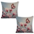 thumbnail image 1 of butterfly pink flower linen throw pillowcase decoration pillowcase gifting preferred 24x24 inch cushion cover 2 sets sofa pillowcase sofa bedroom living room car, 1 of 7