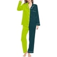 thumbnail image 1 of button down split short pajama set for women casual sleepwear with pockets Womens Autumn Winter Prints Pajamas Long Pants Sleepwear Sets Soft Comfy Night Wear V Neck Loungewear Cute Two Piece Pajama, 1 of 8
