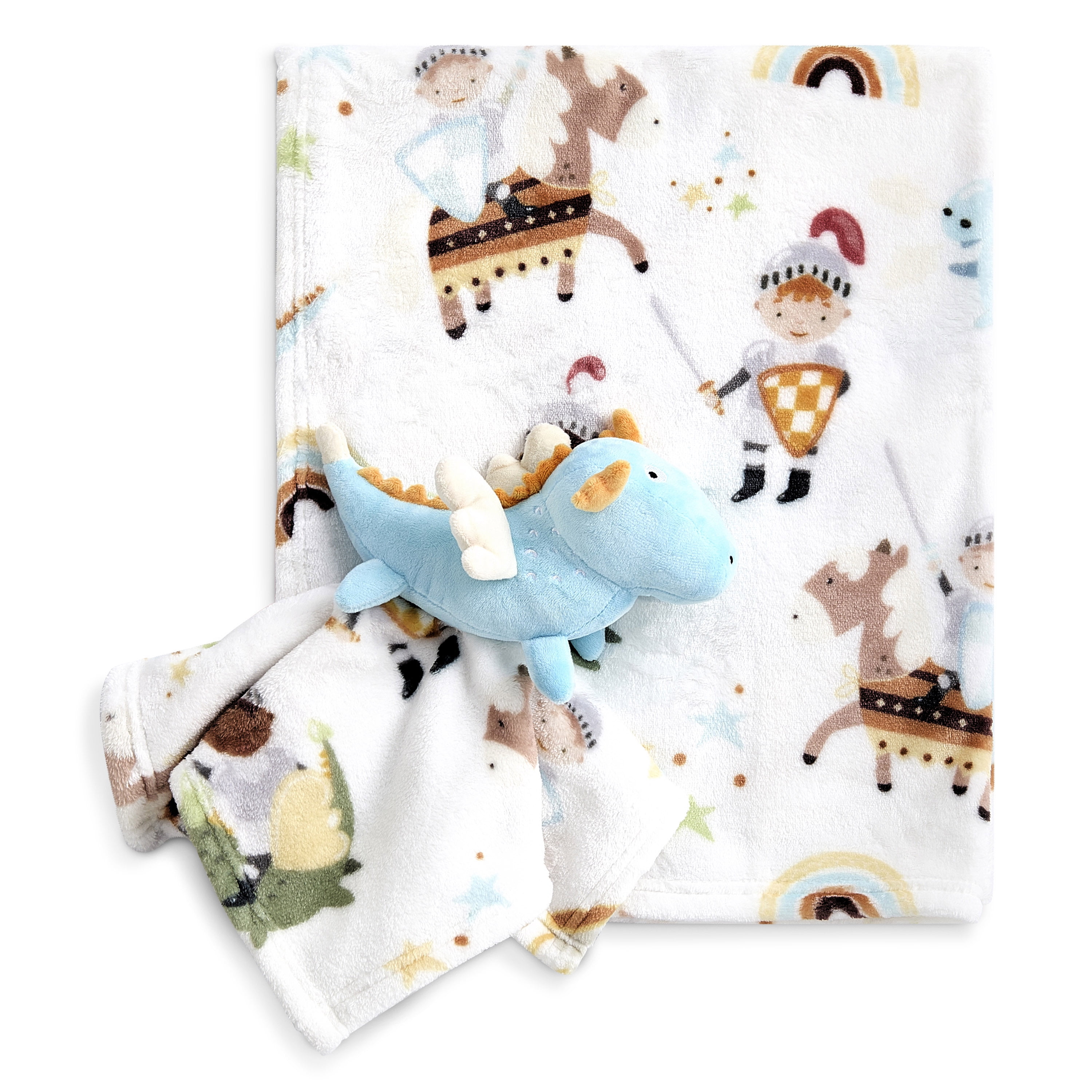 Evolur Good Knight 2 pc Gift Set - Blanket with Lovey Knight Print