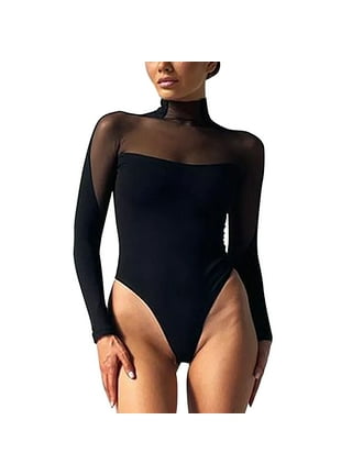Long Sleeve Opaque Bodysuit 8578LEG Black