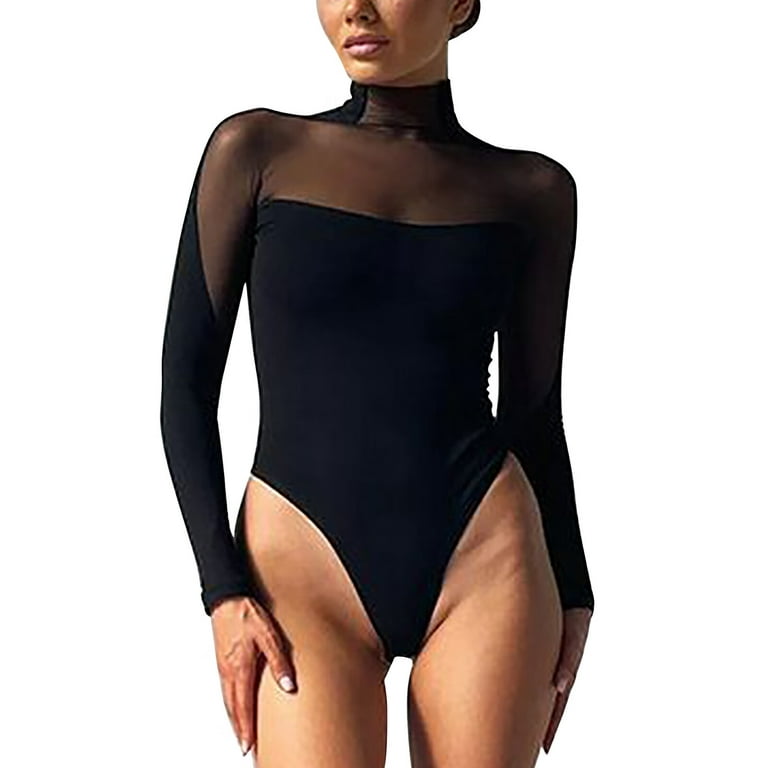 bvgfsahne Mesh Bodysuit for Women Crew Neck Long Sleeve Body Suits Sheer  Tops Cloud Pro Collection 