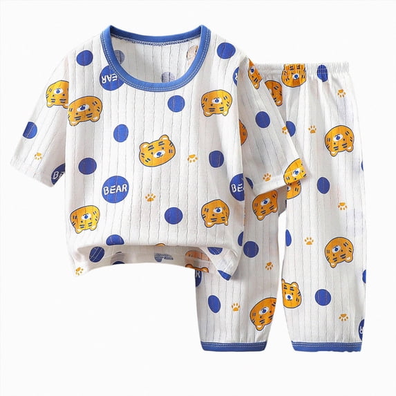 bwdbhd Kids Pajamas Sets Boys Girls 2-Piece Sleepwear Set Long Sleeve Casual Kids Clothes