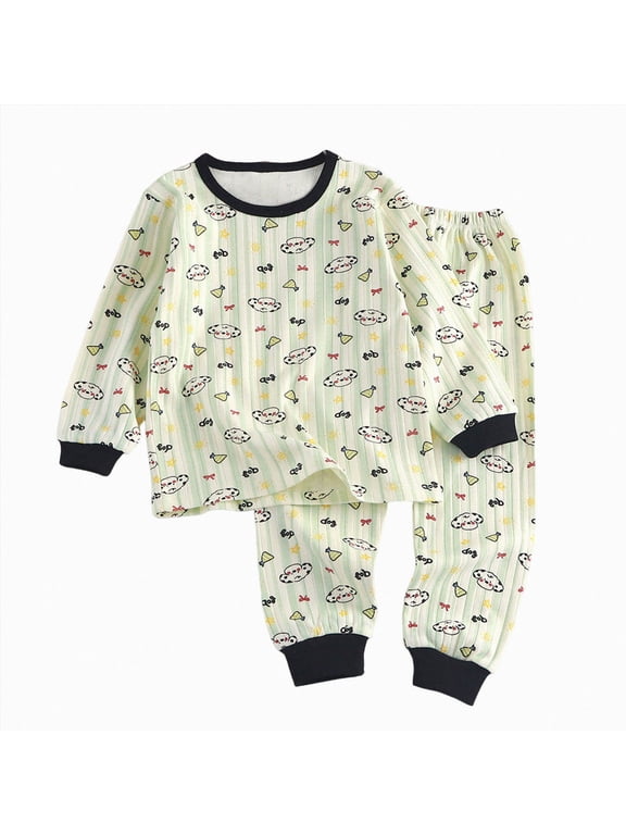 Little Boys Girls Outfits 2 Piece Train Toddler Loungewear Fall Winter Clothes Set Long Sleeve Top and Pants Jammies