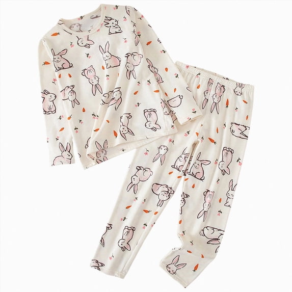 bwdbhd Toddler Baby Boys Girls Pajamas Kids 2 Piece Pj's Long Sleeve Cartoon Sleepwear Clothes Set Outfits,Little Girl Boy Pajamas
