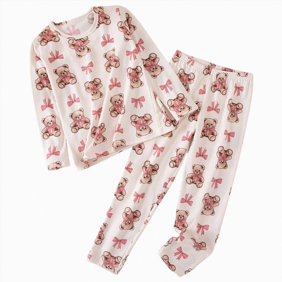 bwdbhd Toddler Baby Boys Girls Pajamas Kids 2 Piece Pj's Long Sleeve Cartoon Sleepwear Clothes Set Outfits,Little Girl Boy Pajamas