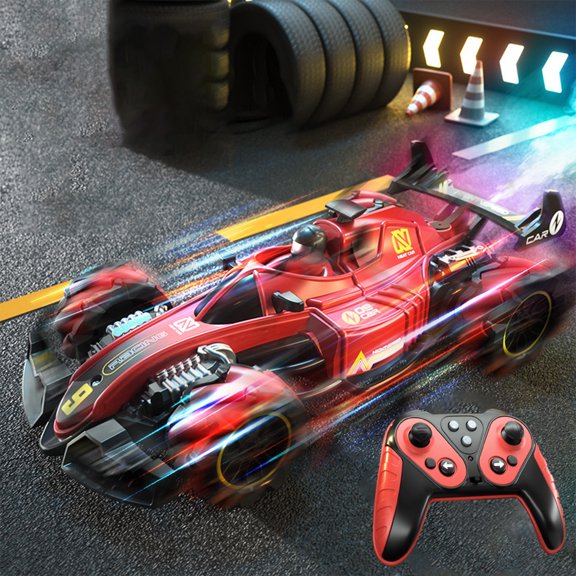 bxhwj 1:18 Scale Remote Control Car, Large 4WD Stunt RC Car with Spray Function, 2.4G High Speed Racing Toy, Rechargeable Battery, Gift for Kids Boys Girls Ages 4+
