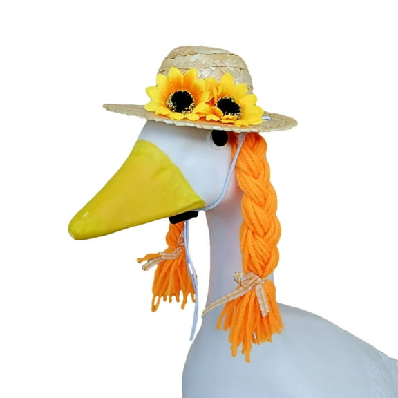 bxhwj 23-Inch Goose Sunflower Hat, Handmade Braided Goose Accessory Farmhouse Style Living Room Accent Unique Housewarming Gift Home Decoration