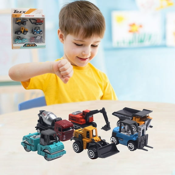 bxhwj Alloy Construction Vehicle Toys, 6 Pack Die Metal Metal Toy Car Set for Kids, Educational Road Building Engineering Trucks, Tough Toys for Toddlers Boys