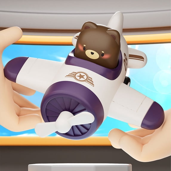 bxhwj Animal Shape Press N Go Toy Plane - Push Action Flying Car with Spinning Propeller, Durable Plastic Early Assembly Toy for Toddlers Indoor Outdoor Play