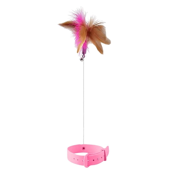 bxhwj Automatic Cat Teaser Toy with Feather Collar, Interactive Hands Free Funny Cat Toy for Indoor Cats, Self Moving Neck Toy for Hunting Stimulation Exercise Boredom Relief Active Play Fun Bonding