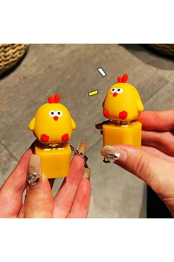 Chick Fidget Keychain Stress Reliever Toy, Funny Squeaky Collectible Keycap Gadget, Interactive Kidult Prank Gadget, Novelty Spoof Gift Party Favor Holiday Stocking Stuffer for Kids Adults