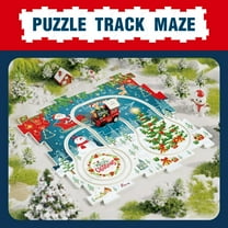 bxhwj Christmas Train Puzzle Toy, DIY Wooden Railway Track Set with Locomotive, Holiday-Themed Educational Building Kit for Kids Ages 3 , Creative Festive Gift