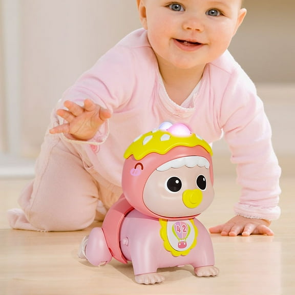 bxhwj Crawling Baby Toys for 6-12 Months, Fun Tummy Time Toys for Toddler with Music and Light, Interactive Walking Moving Sensory Toys for Infant Baby Girls Boys 12 to 18months