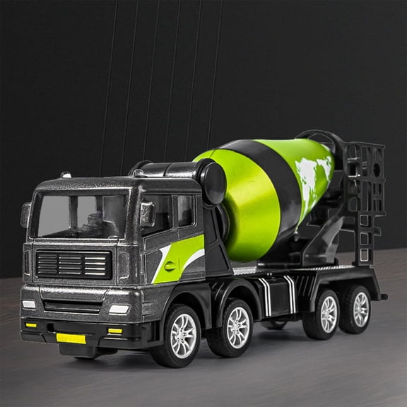 bxhwj Diecast Metal Construction Cement Mixer Truck Toy, Realistic Engineering Vehicle with Rotating Cabin Push Go Toy, Friction Powered Car for Toddlers Boys and Girls