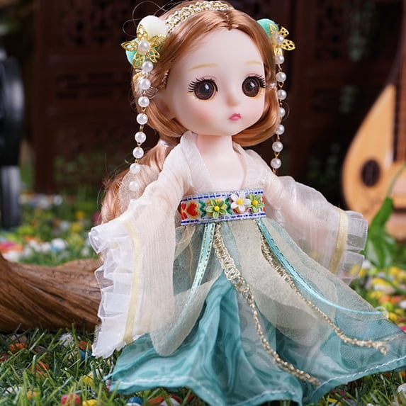 bxhwj Dress Up Doll with Changeable Clothes, Ancient Hanfu Style Princess Doll with Brushable Hair, Posable Jointed Doll Toy, Birthday Gift for Girls Kids