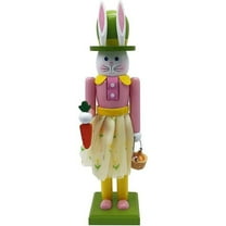 bxhwj Easter Nutcracker, Traditional Easter Bunny Nutcracker Holiday Decor, Wooden Tabletop Figure for Spring Christmas Festive Mantel Shelf Display Centerpiece Gift