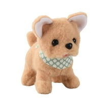 bxhwj Electronic Plush Walking Dog Toy for Kids, Interactive Simulation Puppy with Sound and Light, Motorized Educational Pet, Soft Plush Toy for Boys and Girls