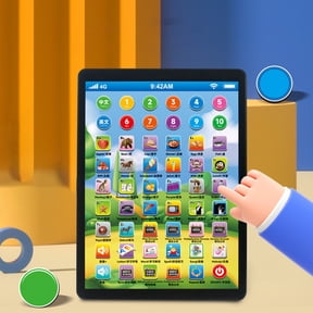 bxhwj Kids Educational Learning Tablet, Interactive Alphabet ABC Numbers Math Games Electronic Toy Early Childhood Development Device Travel Gift for Boys Girls