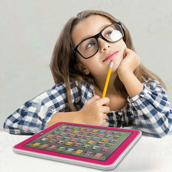 bxhwj Kids Educational Learning Tablet with LED Screen, Interactive Alphabet Numbers Math Spelling Learning Pad, Electronic Toy for Preschool Toddlers Boys and Girls Gift