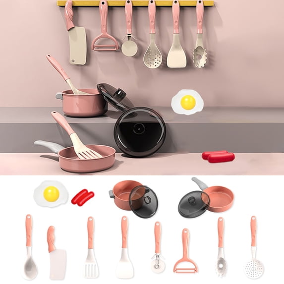 bxhwj Kids Play Kitchen Set with Realistic Cookware - Pretend Cooking Toy for Toddlers - Educational Role Play with Cutting Food & Utensils, Gift for 3+ Year Old Boys Girls