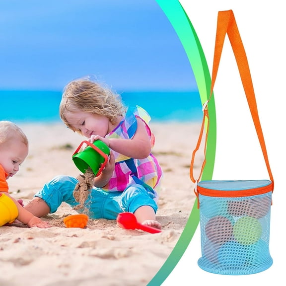 bxhwj Large Capacity Mesh Beach Tote Bag - Zippered Sandproof Shell Collector with Adjustable Strap, Lightweight Outdoor Gear for Kids & Adults