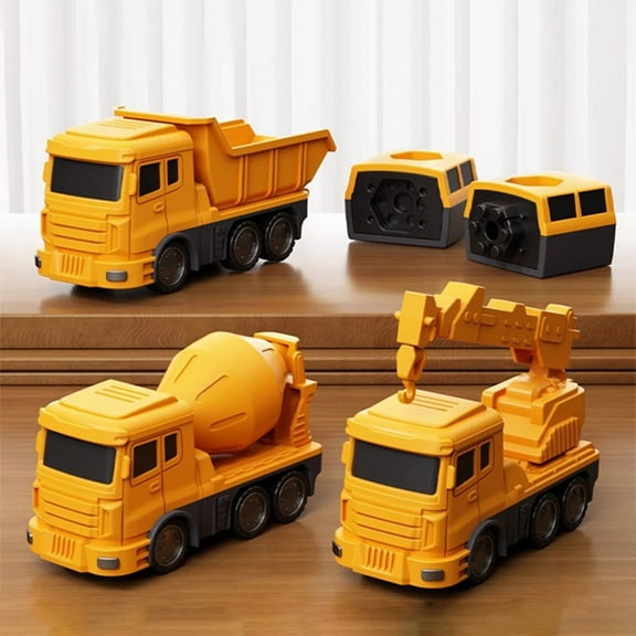 bxhwj Magnetic Construction Vehicle Toy, 3-in-1 Engineering Truck Set for Kids, Assembly Learning Building Kit for Ages 3+, Creative Gift for Boys and Girls