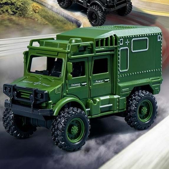 bxhwj Military Toy for Kids, Inertia Powered Off-Road Vehicle with Openable Doors, Realistic Army Car Gift for Boys Ages 4+, Durable Playtime Adventure