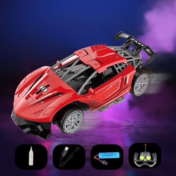 bxhwj Remote Control Spray Car for Kids, 4WD Water Drift Racing Toy with Colorful Spray, Rechargeable Stunt RC Vehicles for Boys Girls 4-12, High Speed Drift Car with LED Lights