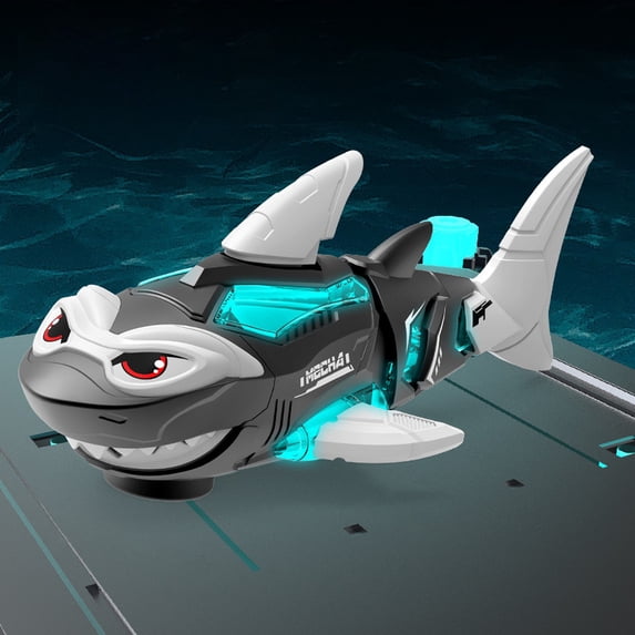 bxhwj Shark Simulation Mechanical Toy with Lights and Sounds, LED Interactive Vehicle, Flexible Wheels, Early Learning, Motor Skills, Indoor Outdoor Fun, Birthday Christmas Gift for Kids 3+