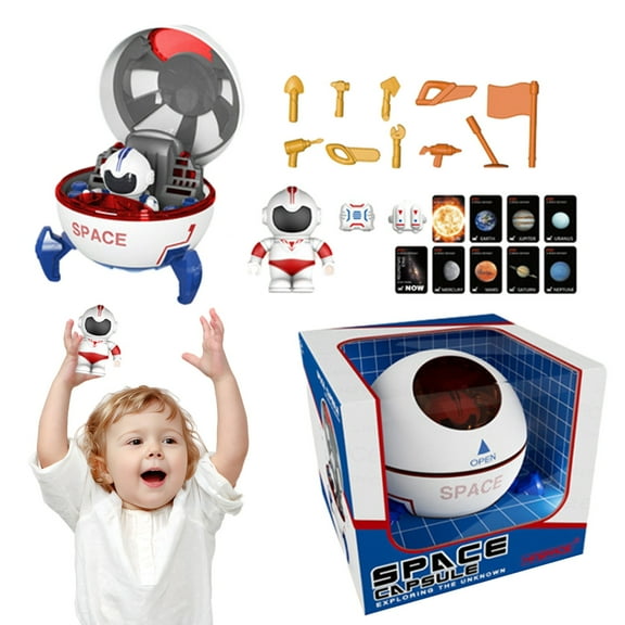 bxhwj Space Shuttle Toy with Astronaut Figure, Spaceship Model with Lights and Music, Interactive Educational Solar SyToy for Kids Learning and Role Play