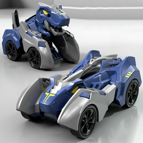 bxhwj Transform Toy Car, 2-in-1 Dinosaur to Vehicle Conversion Model, No Battery Friction-Powered Action Figure, Assembly Learning Gift for Kids Ages 4-8, Blue Dino Truck for Boys Girls