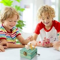 bxhwj Wooden Music Box Toy, Rotating Animal Block Music Box with Glow in Dark Features, Childrens Musical Jewelry Storage Box, Mini Decorative Melody Music Box for Kids Birthday Gifts