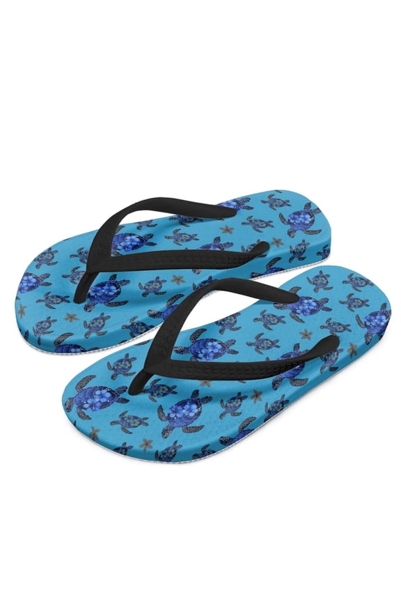 Kids Flip Flops Sea Turtles Blue Print Boys Girls Sandals Water Shoes Boys Girls Unisex-Child Beach Shoes Flip Flops Size 12.5