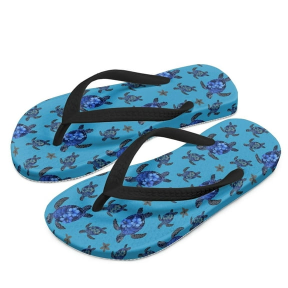 Psesaysky Kids Flip Flops Sea Turtles Blue Print Boys Girls Sandals Water Shoes Boys Girls Unisex-Child Beach Shoes Flip Flops Size 12.5