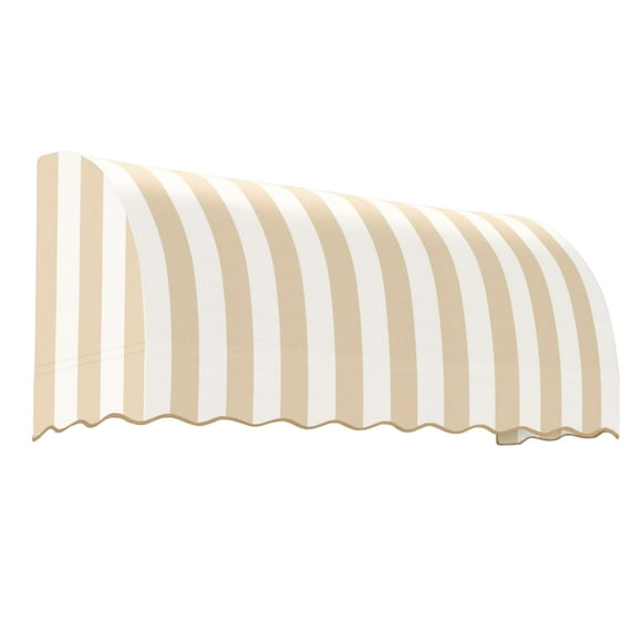 Awntech 6.38 Ft Savannah Waterfall Closed-Sides Awning Canopy (76.5in x 44in x 36in), Linen/White Stripe