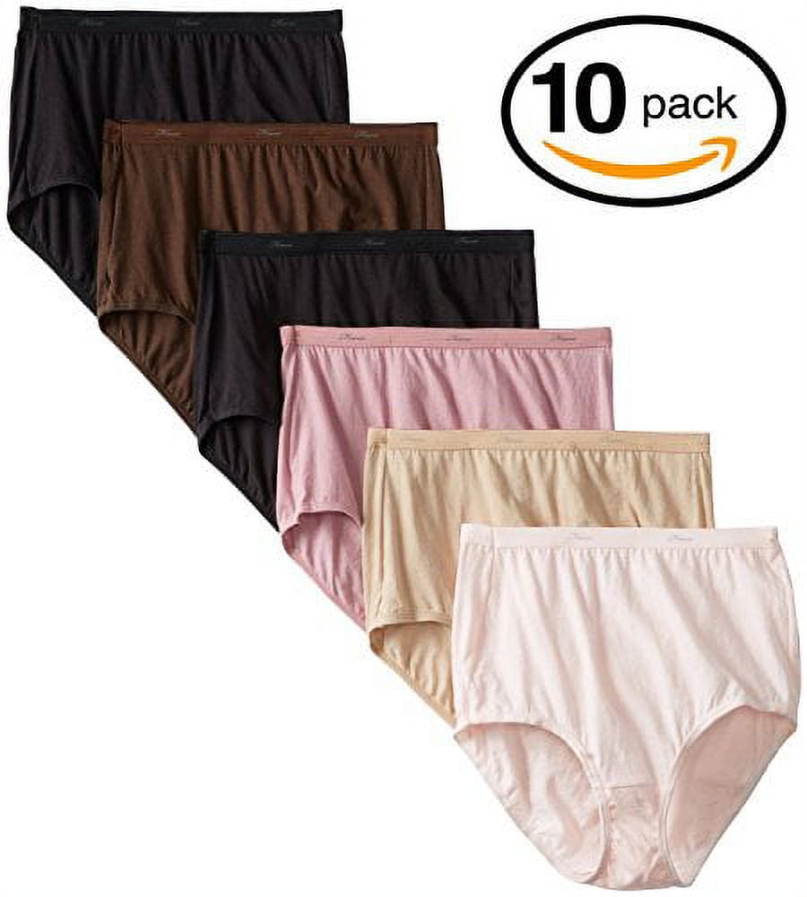 by Hanes PW40AD Womens Cotton Brief 10-Pack (Assorted, 11) - Walmart.com