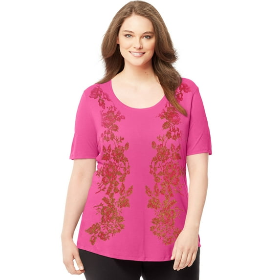 by Hanes Women's Plus-Size Short-Sleeve Scoop-Neck Graphic T-Shirt
