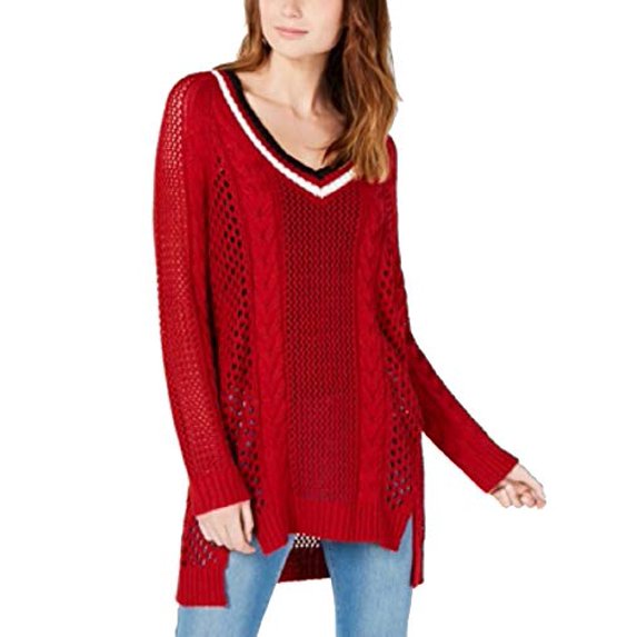 by Ikeddi Juniors' Pointelle Varsity Tunic Sweater Chili Pepper L