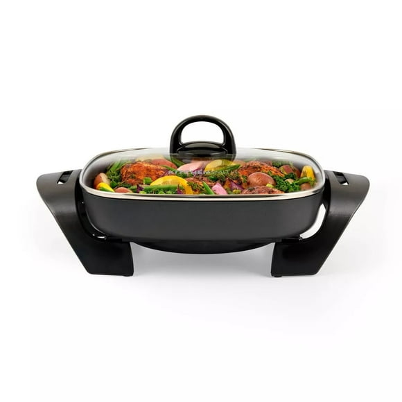 by bella 11"x11" Skillet with EverGood Ceramic Nonstick Coating PFAS-Free: Aluminum, Temperature Control, Black