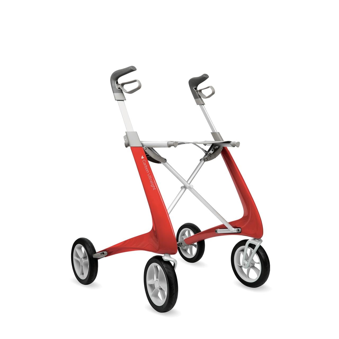 byACRE Carbon Ultralight Compact Rollator, 16.1" Seat Width, Red Frame, Supports up to 285lbs