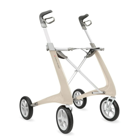 byACRE Carbon Ultralight Compact Rollator, 16.1In Seat Width, White Frame, 285-lb Capacity, Carbon Fiber