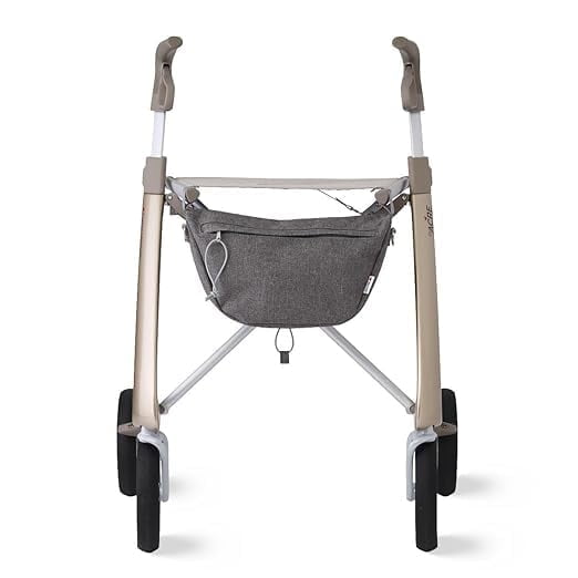 byACRE Carbon Ultralight Rollator Walker, Regular Track, 16.5 x 24In Seat, Gold Frame, 285-lb Capacity, Carbon Fiber