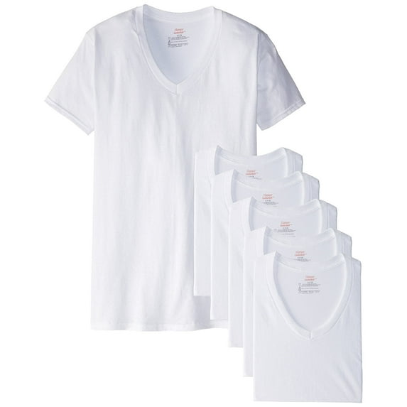 Hanes Men's Comfort Blend 6-Pack V-Neck T-Shirts (White, Large Tall)