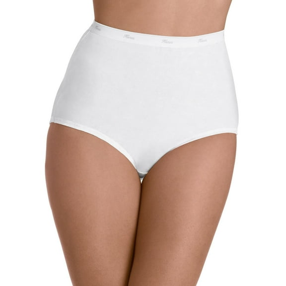 byHanes Hanes Women's Core Cotton Extended Size Brief Panty (Pack Of 5) (White, 5)