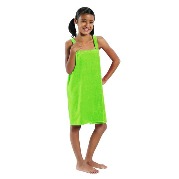 byLora, Terry Cotton Girls polka Cover up Towel, Lime, SMALL