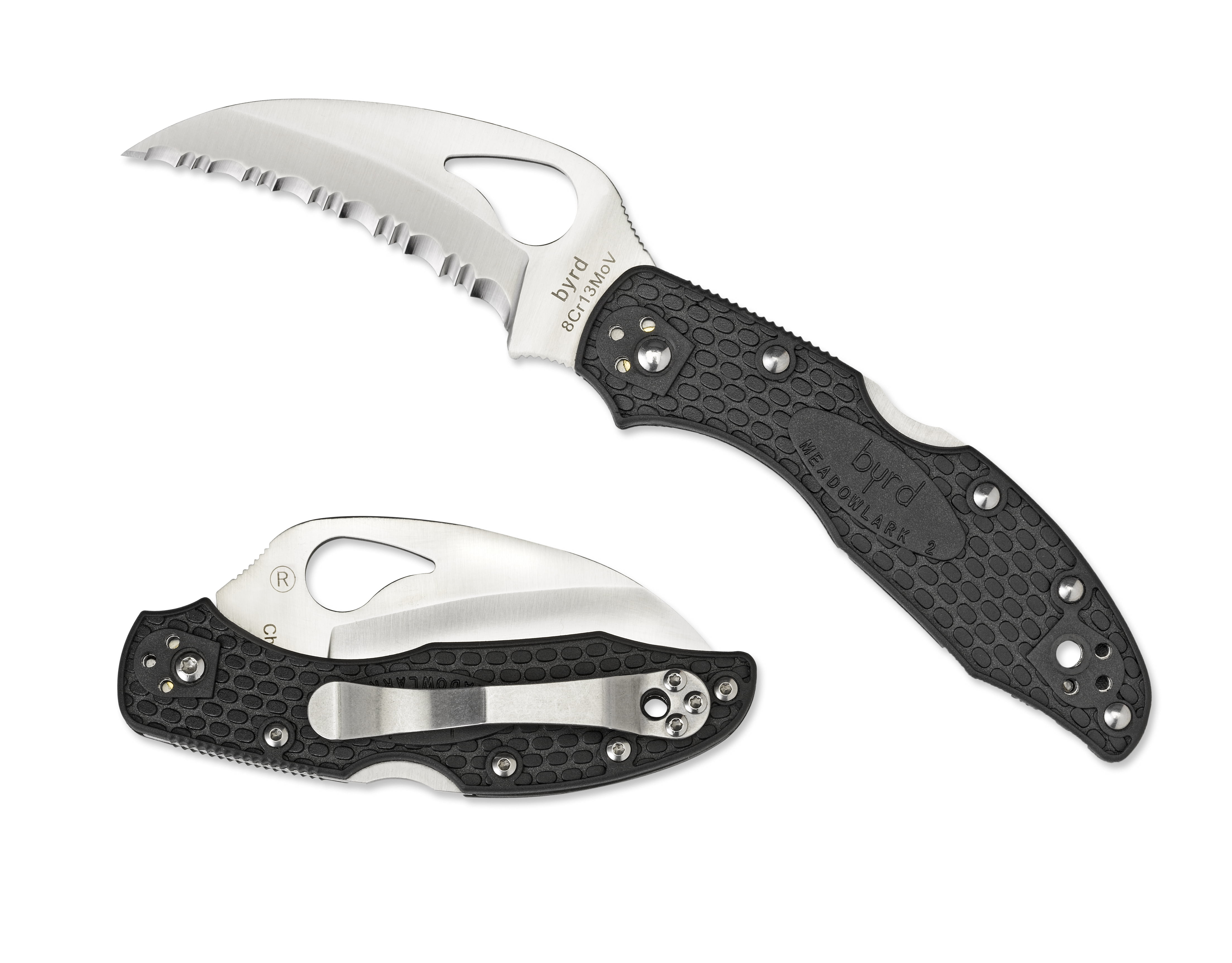 byrd Hawkbill Lightweight Black FRN SpyderEdge Folding Knife